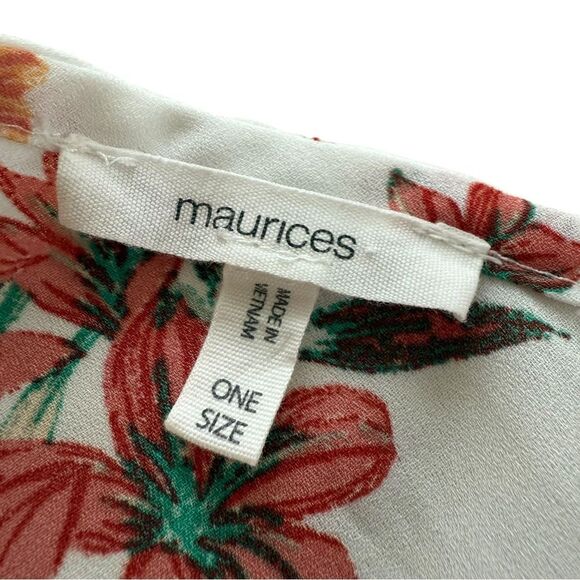 Maurices White & Orange Tropical Floral Open Kimono One Size - Picture 4 of 8